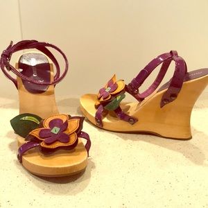 Miu Miu Purple Wooden Heels Sandals 8.5